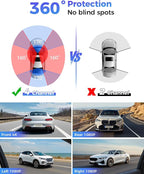 4K 360° Dash Cam, 4 Channel Dashcam Front and Rear Inside & Outside with WiFi, GPS, Parking Mode, Voice Control, Car Protection for Safer Driving, Teens, Road Trip, Travel, Family & Vanlife