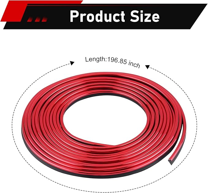Car Interior Moulding Trim Strip, 33Ft/10M Car Flexible Electroplating Decoration Styling Door Dashboard, DIY Pinstriping Filler Insert Strip, with Installing Tool, Interior Accessory(Red)