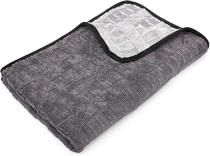 Gauntlet Car Drying Towel, Ultra-Absorbent 70/30 Blend Korean Microfiber, Dries Vehicles Faster Without Scratching, 900 GSM, 20x30 Inches, Ice Grey/Grey, 1-Pack