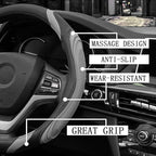 15 Inch Car Leather Steering Wheel Cover, Automotive Accessories Elastic Breathable Anti-Slip Soft Wheel Protector Fits Men and Women, Suitable for SUVs, Trucks, Vehicles and RVs (Gray)