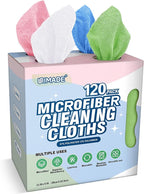 Microfiber Cleaning Cloth, 120 Pack Reusable Paper Towels Microfiber Towels for Cars Lint Free Shop Rags with for Home Kitchen Automotive, 11"x 9", White & Green & Blue & Pink