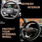 D Shaped Bling Comfy Steering Wheel Cover with Jumbo Crystal Rhinestones, Anti-Slip Diamond Leather, Flat Bottom 14.5-15 Inch (Sky Blue)