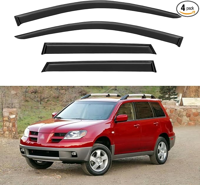 Window Visors Rain Guards for 2003 2004 2005 2006 Mitsubishi Outlander, Out-Channel Window Vent Wind Deflectors Visors Shades for 03 04 05 06 Mitsubishi Outlander