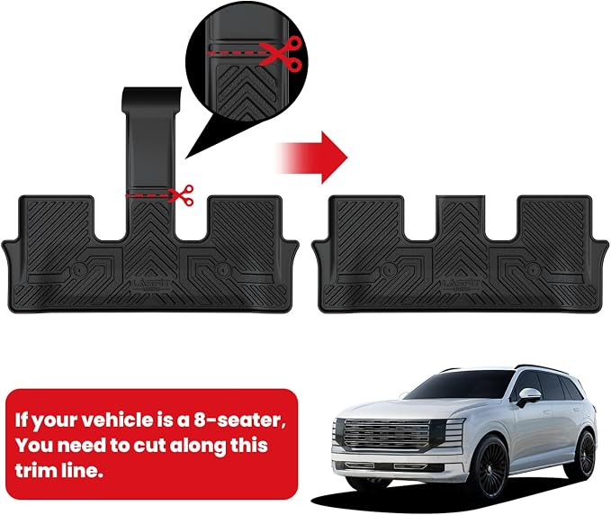 Floor Mats & Backrest Mats & Cargo Mat for Hyundai Palisade 7/8 Seats 2026 (Only Fit Gas, Not Fit Hybrid), All Weather TPE Custom Fit Car Mats Floor Liners, Full Set Mats Accessories, Black