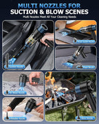 Handheld Car Vacuum Cleaner Cordless Rechargeable | 15000PA Powerful Suction, 4-in-1 Air Duster & Blower, Built-in LED Light, Multi Nozzles, Mini Portable Vacuum for Car & Home