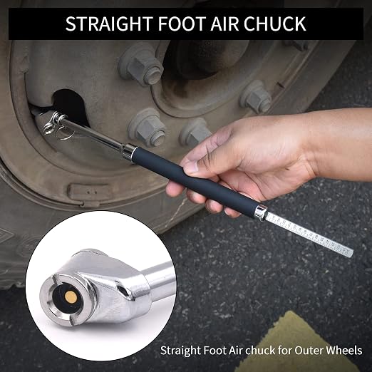 Tire Pressure Gauge Dual Head Truck Tire Pressure Gauge 10-150PSI, Heavy Duty Stainless Steel Tire Gauge with Two-Sided Aluminum Scaleplate for Cars Trucks RV Van 2 Pack