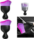 2 PCS Car Detailing Brush, Curved Soft Bristles Auto Removal Dust Collectors, Universal Vehicle Dashboard, Air Conditioner Vents etc Interior Cleaning Tool Accessories (Double Purple)