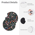 Car Trash Bag Wildflower Floral Hanging Back of Seat Car Portable Trash Bag Wildflower Floral Waterproof One-Handed Portable Strap Drawstring Garbage Bags 2 Pieces Car Coasters
