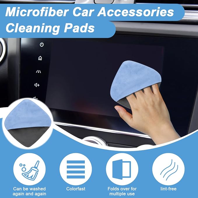 2PCS Car Screen Cleaner, 4.1''×4.1'' Microfiber Dashboard Wipes, Square Microfiber Cloth, Automotive Display Wipes,Vehicle Screen Cleaner Tool for Dashboard Display, Car Interior Tool (Blue)