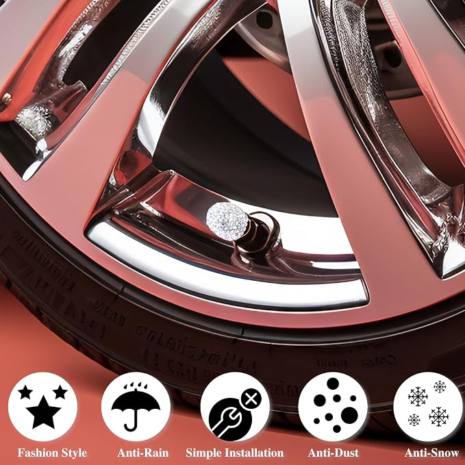 8PCS Bling Crystal Diamond Tire Stem Valve Caps, Dustproof Car Wheel Tire Valve Caps Universal Tire Valve Stem Covers for Cars, SUV, Trucks, Bikes, Motorcycles, Bicycles (AB Colorful)