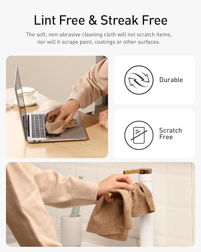 Microfiber Cleaning Cloth Roll- 75 Sheets, 12" x 12" (TAN) | Super Absorbent, Lint-free, Tear-away Microfiber Towel Roll, for All-Purpose Cleaning