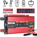 1500 Watt Power Inverter with LED Display,Dual AC Outlets,USB Port, 12V DC to 110V AC Converter Car Power Inverter for Vehicles, Car, RV, Truck, Off Grid Solar System, Outdoor Camping