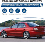 4pcs Front+Rear Smoke Tint Sun/Rain Guard Outside Mount Tape-On Vent Window Visors Compatible with 95-05 Cavalier/Sunfire 4-Door Sedan