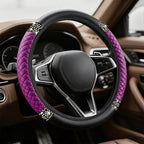 Bling Soft Leather Steering Wheel Cover, Steering Wheel Protector, 15 Inch Rhinestones Car Elastic Protector with Crystal Diamond for Women Girls, Car Accessory for Vehicles (Purple)