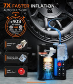 Tire Inflator Portable Air Compressor, 7X Faster Air Pump with APP, 160PSI 48LPM Electric Tire Pump with 10400mAh Battery, 45W Faster Charging, Tire Inflator for Car SUV Pickup RV MPV Truck