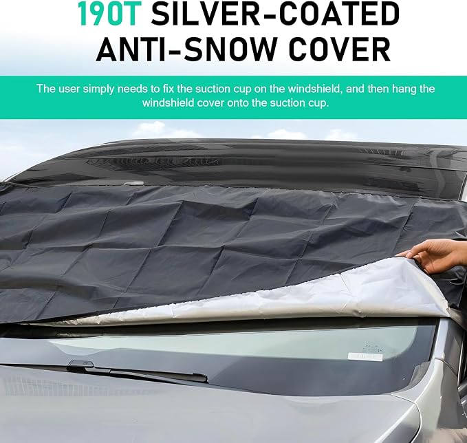 Car Windshield Sun Shade, Foldable Front Windshield Sunshade, 59" x 27.5" 190T Coated Cloth Car Window Covers, Against Snow, Ice, Frost, Dust, Sun, Universal for Most Cars (Silver)