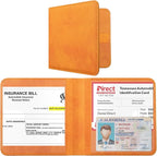 CoBak Car Registration and Insurance Holder - Small and Lightweight Vehicle Glove Box Car Organizer, Auto Truck Comparment Accessories Case for Essential Document, Driver License (Orange)