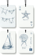 Blue Coastal Car Air Freshener 4 Pcs Coconut Scented, Preppy Starfish Sailing Seashell Car Accessories Mirror Decor for Women, Cute Nautical Hanging Air Freshener for Cars Closet Drawer Books