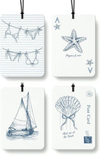 Blue Coastal Car Air Freshener 4 Pcs Coconut Scented, Preppy Starfish Sailing Seashell Car Accessories Mirror Decor for Women, Cute Nautical Hanging Air Freshener for Cars Closet Drawer Books
