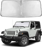 Windshield Sunshade Compatible for Jeep Wrangler 1997-2015 2016 2017, Sun Visor for Front Windshield & Window Sun Shade Cover, UV Heat Blocker & Protector, Car Accessories