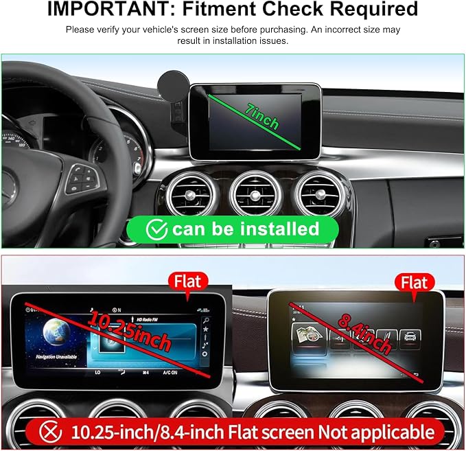 Car Phone Holder for Mercedes-Benz 2016-2019 GLC & 2015-2018 C-Class, 7-Inch Center Screen – Precision Fit, Strong Magnet, OEM-Style, No View Obstruction Phone Mount Compatible with MagSafe