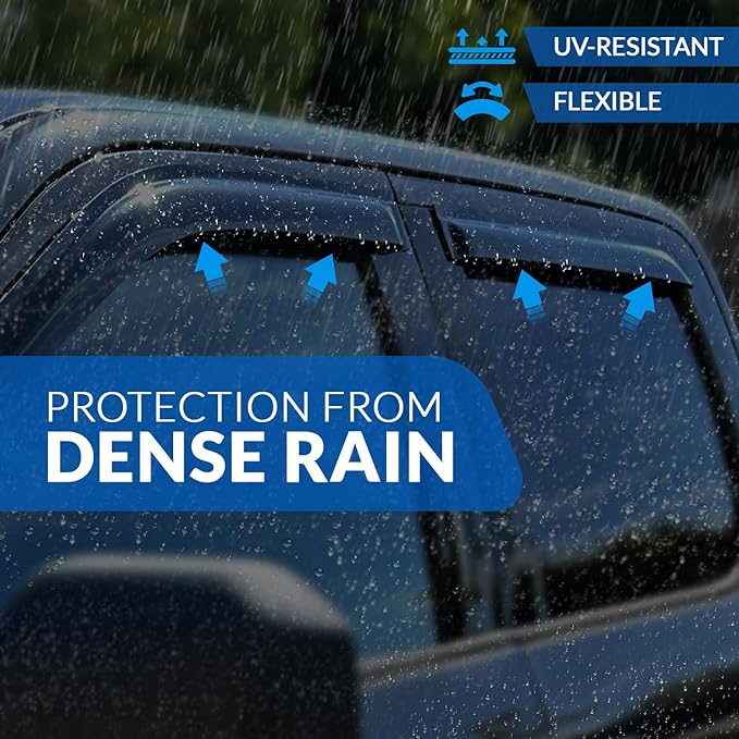 WD2-797 Dark Smoke 4 Pcs Set Window Visor (Outside Mount) Deflector Rain Guard Compatible with 2013-2016 Ford Fusion