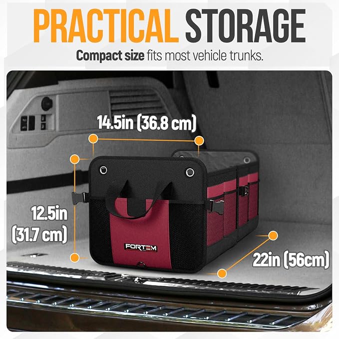 Trunk Organizer For SUV Car Organizer and Storage, Collapsible Multi-Compartment Storage Bag Car Accessories for Women Men, 1680D Oxford, Non Slip Bottom, Adjustable Straps, Soft Cover (65L)