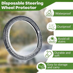 100Pcs Disposable Car Steering Wheel Covers, Universal Plastic Steering Wheel Protector with Elastic, Automotive Interior Protection Accessories for Most Vehicle Models