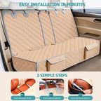 Dog Car Seat Cover for Back Seat,Armrest Compatible, Waterproof Backseat Protector, Nonslip Rear Seat Cover for Dogs & Kids, Universal Size Fits Cars Trucks SUVs (Beige)