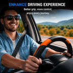 Car Steering Wheel Cover, 15 inch Carbon Fiber Microfiber Anti-Slip Breathable PU Leather Elastic Steering Wheel Protector, Car Interior Accessories for Most Cars (Orange)