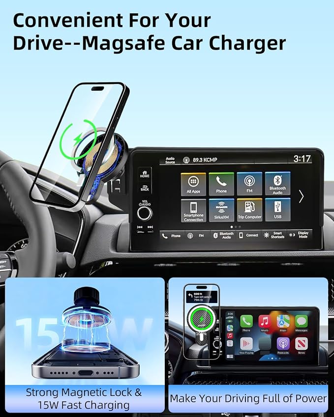 PZK Car Phone Mount for BMW X5 2024-2026 X6/ BMW X7 2023-2026 Accessories | Magnetic 15W Fast Wireless Charger Car Phone Holder Custom 14.9-inch Screen with 360° Rotating Extension Rod Hands-Free