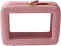 Toiletry bag waterproof cosmetic organizer with handle large opening for travelling (Pink)