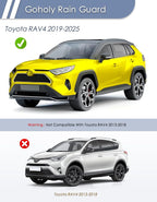 6-pcs Window Rain Guard for Toyota RAV4 2019-2025 RAV 4 Low-Profile Rain Guards Side Window Visors Low Profile Vent Visor Window Deflectors Tape-On Vent Shades Car Accessories