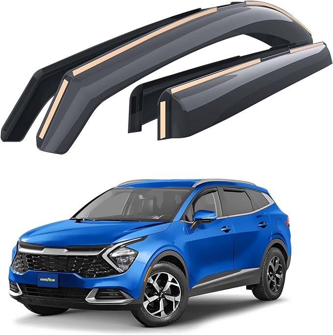 Goodyear Shatterproof in-Channel Window Deflectors for Kia Sportage 2023-2026, Rain Guards, Window Visors for Cars, Vent Deflector, Car Accessories, 4 pcs - GY008440