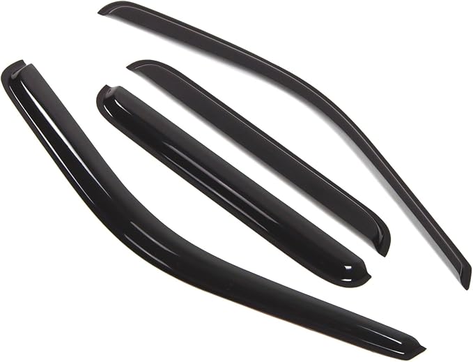 WD2-192B Dark Smoke 4 Pcs Set Window Visor (Outside Mount) Deflector Rain Guard Compatible with 2017-2018 Ford F-350 SuperCrew/Crew Cab