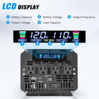 3000 Watt Power Inverter 12V to 110V 120V DC to AC with 4 AC Outlets, LCD Display, USB Port & Remote Control for Home, RV, Vehicle, Truck, Off-Grid Solar System, Heavy Duty Outdoor Camping