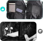2 PCS Kick Mat Back Seat Protector, Waterproof Auto Seat Back Cover Protector with 2 Mesh Pockets, Anti-Mud Backseat Protective Cover Large Kick Mats for Car Truck SUV