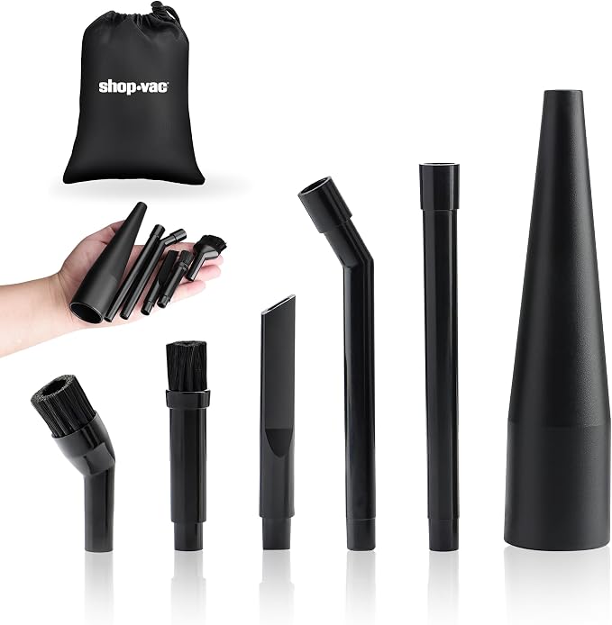 Micro Cleaning Nozzle Kit, 1-1/4" Detailed-Cleaning Attachments for Compact Wet Dry Shop Vacuum, Storage Bag Included, 6 Pieces