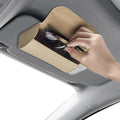 Sunglasses Holder for Car Sun Visor, Leather Auto Eyeglasses Storage Case with Hidden Magnetic Closure, Universal Protective Glasses Organizer Box, Visor Accessories for Woman Man (Beige)