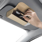 Sunglasses Holder for Car Sun Visor, Leather Auto Eyeglasses Storage Case with Hidden Magnetic Closure, Universal Protective Glasses Organizer Box, Visor Accessories for Woman Man (Beige)