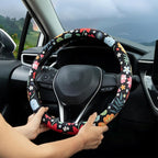 Colorful Floral Flowers Steering Wheel Cover Auto Steering Wheel Protector, Anti-Slip, Breathable, Absorbing Sweat, Universal Floral Car Accessories 14.5–15 inch