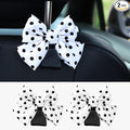 2PCS Car Seat Hooks, Cute Bow Car Seat Headrest Hooks for Purses, Bags, Umbrella, Universal Automotive Interior Decoration Accessoriesl for Vehicle, SUV, Sedan, Truck (White Spot)