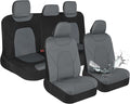 Waterproof Car Seat Covers Full Set – Black & Gray Seat Covers for Car Front & 60/40 Split Back Bench - Carseat Cover for Trucks, SUV - Universal Fit for Most Regular Size Vehicles