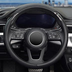 Car Steering Wheel Cover Universal 14 1/2"-15" Leather Carbon Fiber Anti-Slip Car Accessories, Black