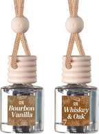 CANDECraftCo Car Air Hanging Fragrance Oil, Car Auto Freshener for Essential Oils, Scents Fragrance Aromatherapy Automobile Diffuser, Long Lasting (Bourbon Vanilla + Whiskey Oak)