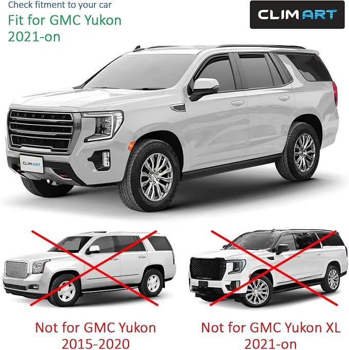 in-Channel Incredibly Durable Rain Guards for GMC Yukon 2021-2026, Original Window Deflectors, Vent Window Visors, Vent Deflector, 4 pcs. - 621188