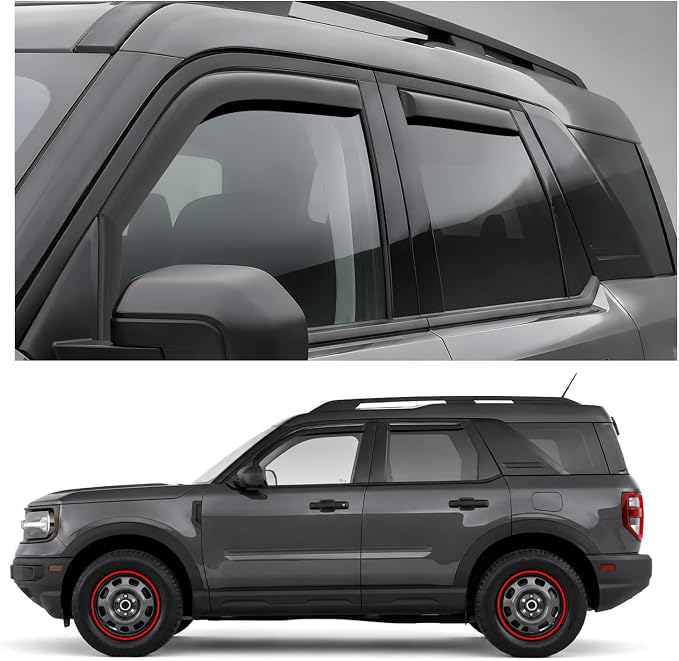 GrandWheel Window Deflectors Smoke Tinted in-Channel Side Window Vent Visor Deflectors Rain Guards Compatible with Bronco Sport 2021-2026 - 4pcs. GW0873