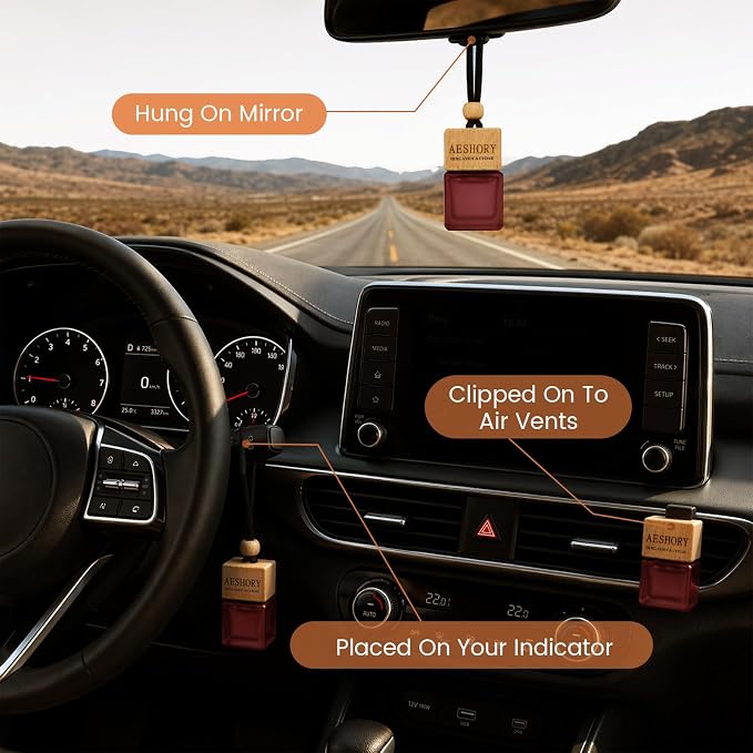 Aeshory 3-Pack Hanging Car Air Freshener, Citrus Scent Long Lasting Aroma, Unisex Car Fragrance, Premium Essential Oil Aromatherapy Diffuser, Ideal Gift Set