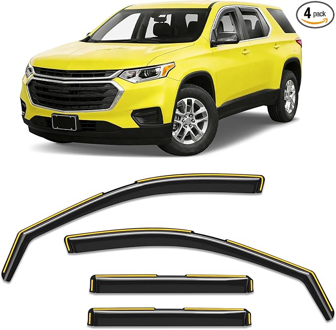 in-Channel Window Rain Guard for Chevy Traverse 2018-2023 Rain Guards Chevrolet Traverse Side Window Visors Low Profile Vent Visor Window Deflectors Vent Shades Car Accessories