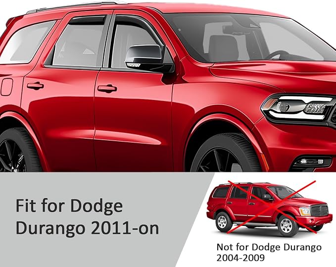 Voron Glass in-Channel Extra Durable Rain Guards for Dodge Durango 2011-2026, Window Deflectors, Vent Window Visors, 4 Pieces - 200486
